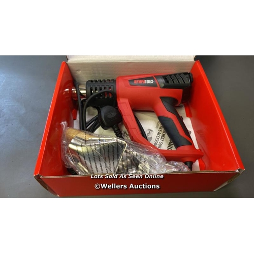 9631 - NEW OLYMPIATOOLS 2000W HEAT GUN WITH 5 ACCESSORIES HG2000