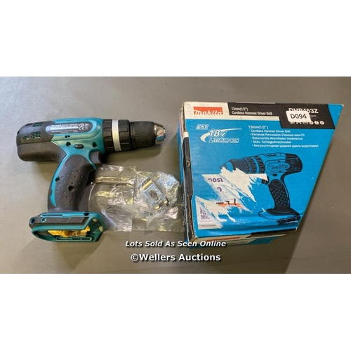 9633 - MAKITA LITHUM-INO 18V LXT CORDLESS HAMMER DRIVER DRILL / WITHOUT BATTERY