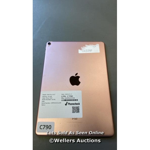 9642 - APPLE IPAD PRO 10.5 / 64GB / ROSE GOLD / A1701 DMPW36VSJ28N