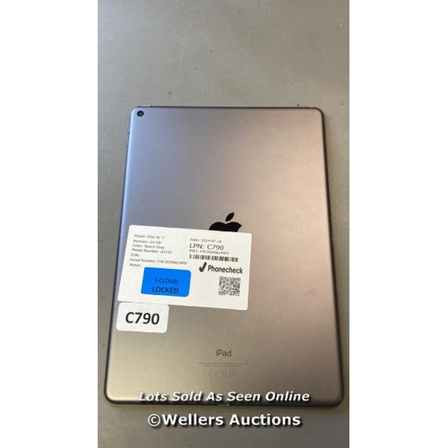 9699 - APPLE IPAD AIR 3 / 64 GB SPACE GRAY / A2152 / SERIAL: F9FZKDN6LMPD