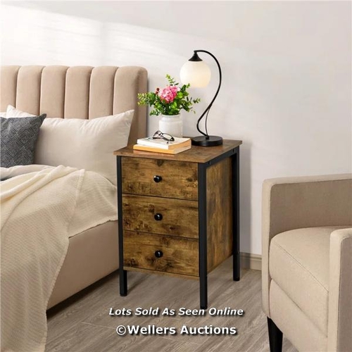 8042 - UNION RUSTIC LORIE 3 DRAWER BEDSIDE TABLE / COLOUR: RUSTIC BROWN / RRP 57.99 / W2