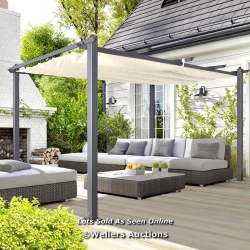 8050 - DAKOTA FIELDS ACORN ALUMINIUM PERGOLA GAZEBO / CANOPY COLOUR: WHITE, SIZE: 227CM H X 305CM W X 298CM... 