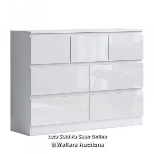 8082 - METRO LANE BARAAH 7 - DRAWER CHEST OF DRAWERS / COLOUR: WHITE GLOSS / RRP 80 / COMES IN TWO BOXES / ... 