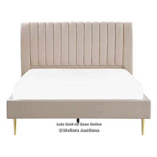 8089 - ETTA AVENUE CAROLINE UPHOLSTERED BED FRAME / SIZE: EUROPEAN KINGSIZE (160 X 200CM), COLOUR: BEIGE / ... 