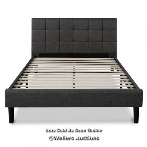 8093 - THREE POSTS CARDINGTON PADDED UPHOLSTERED BED FRAME WITH HEADBOARD / SIZE: DOUBLE (4'6) / RRP 174.99... 