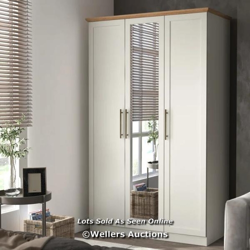 8117 - CLEVERTON CLEVERTON 3 DOOR WARDROBE WITH MIRROR / FINISH: IVORY / RRP 147.5 / COMES IN TWO BOXES / C... 