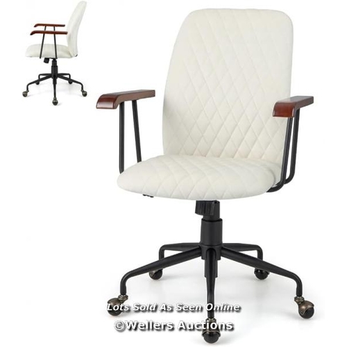 8270 - VELVET OFFICE CHAIR, ERGONOMIC MID-BACK COMPUTER DESK CHAIR WITH RUBBER WOOD ARMRESTS AND 5-CLAW MET... 