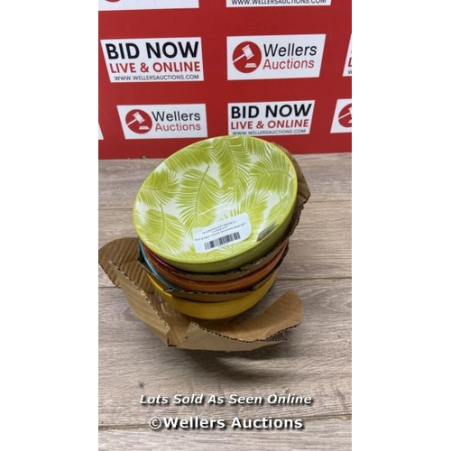 8623 - OVER & BACK TROPICAL STONEWARE BOWL SET / MINIMAL SIGNS OF USE / D23 [3398]