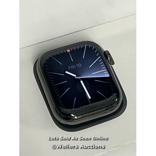 8927 - APPLE WATCH SERIES 8 GPS + CELLULAR, 41MM GRAPHITE STAINLESS STEEL CASE WITH MIDNIGHT SPORT BAND, MN... 