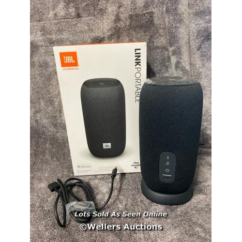 8934 - JBL LINK PORTABLE BLUETOOTH SPEAKER TWIN PACK / ONE POWERS UP & CONNECTS VIA BLUETOOTH WITH SOUND / ... 