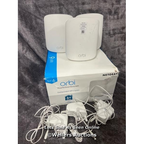 8940 - NETGEAR ORBI RBK353 WHOLE HOME WIFI 6 SYSTEM / UNTESTED / SIGNS OF USE / AN43 [3398]