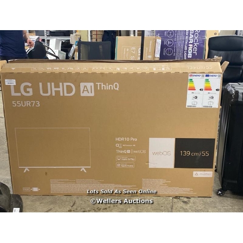 8955 - LG 55UR73006LA 55 INCH 4K ULTRA HD SMART TV / POWERS UP / MINIMAL, IF ANY, SIGNS OF USE / WITH REMOT... 