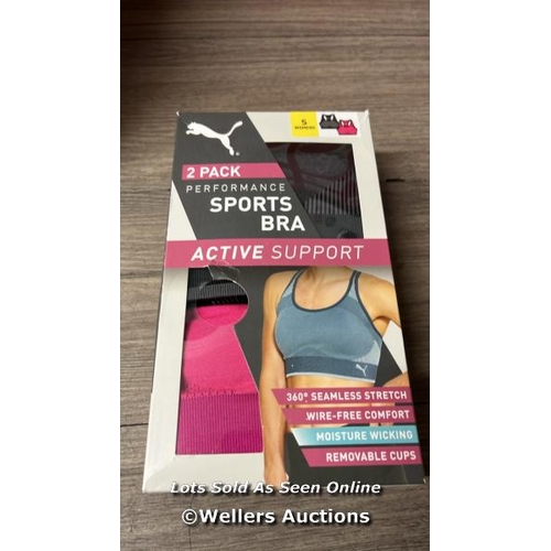 2090 - 5X 2 PACK LADIES NEW PUMA SPORTS BRAS / SMALL / E15