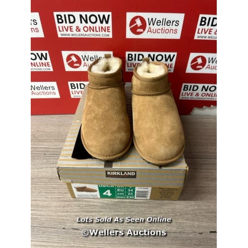 2211 - CHILDRENS NEW KIRKLAND SIGNATURE SHEARLING BOOTS, 1X SIZE 4 , 1X SIZE 5 / B30