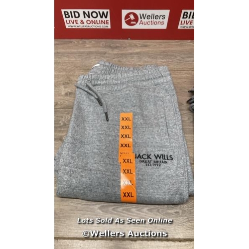 2242 - 5X GENTS NEW JACK WILLS GREY JOGGERS / XX-LARGE / B33