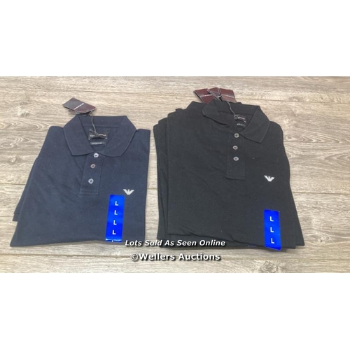 2261 - 6X GENTS NEW EMPORIO ARMANI POLO SHIRTS / LARGE / B25