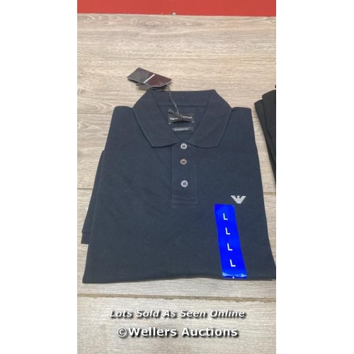 2261 - 6X GENTS NEW EMPORIO ARMANI POLO SHIRTS / LARGE / B25