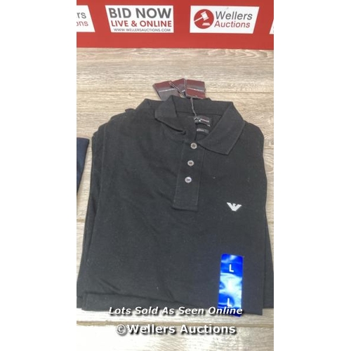 2261 - 6X GENTS NEW EMPORIO ARMANI POLO SHIRTS / LARGE / B25