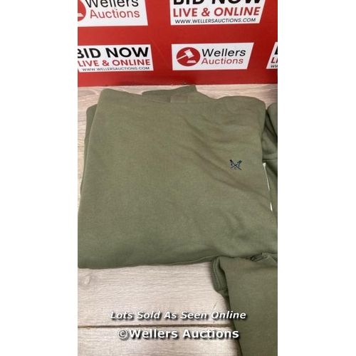 2309 - 6X GENTS NEW CREW CLOTHING COMPANY KHAKI GREEN HOODIES / XL / F18