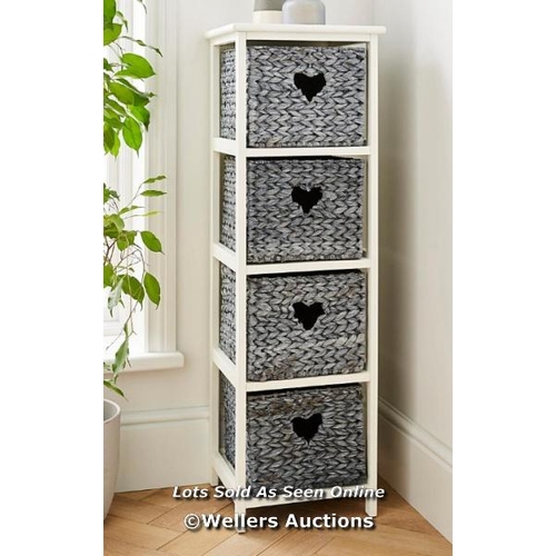 8039 - HYACINTH HEARTS 4 DRAWER TALL UNIT RRP �59.00 / H.100 X W.32 X D.32CM. / CON2