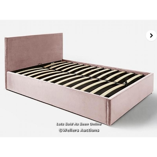 8062 - HAYDEN OTTOMAN VELVET BED FRAME RRP �159 / DOUBLE: H.91.5 X W.146 X D.204CM. / X2 BOXES / W3