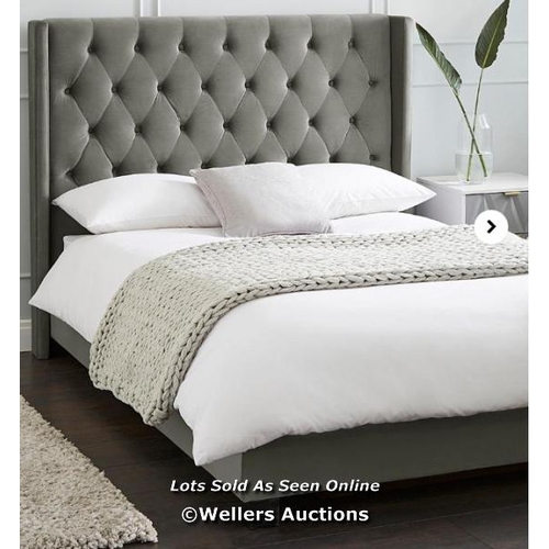 8070 - ALLEGRA WINGED VELVET BED FRAME RRP �209 / DOUBLE: H.124 X W.151 X L.208CM / X3 BOXES / W3