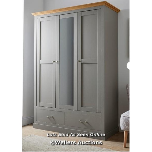 8078 - JULIPA ASHFORD 3 DOOR 2 DRAWER WARDROBE WITH MIRROR RRP �349 / H.192 X W.134 X D.57CM. / X3 BOXES / ... 