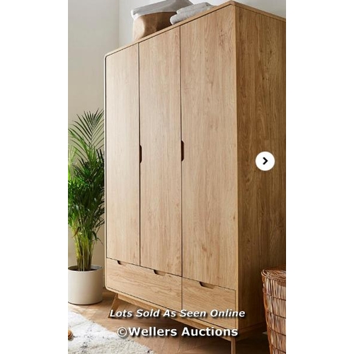 8081 - GRAY & OSBOURN NO.157 OSLO 3 DOOR 2 DRAWER WARDROBE RRP �299 / H.183.5 X D.55 X W.118CM / INCOMPLETE... 