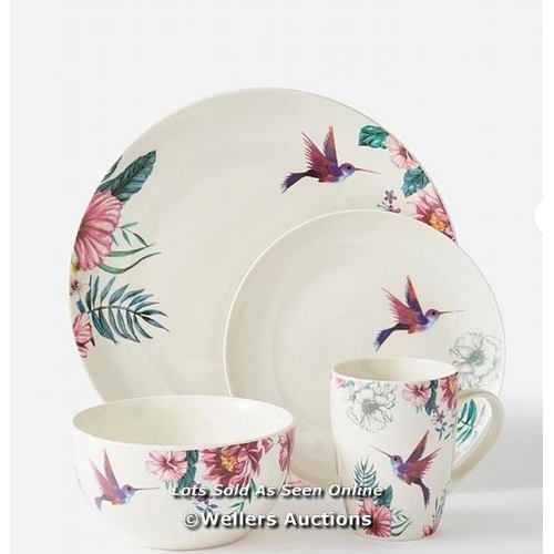 8083 - BIRDS 16 PIECE DINNER SET RRP �35 / DINNER PLATE: 27CM. SIDE PLATE: 18.5CM. BOWL: 14CM. / G78