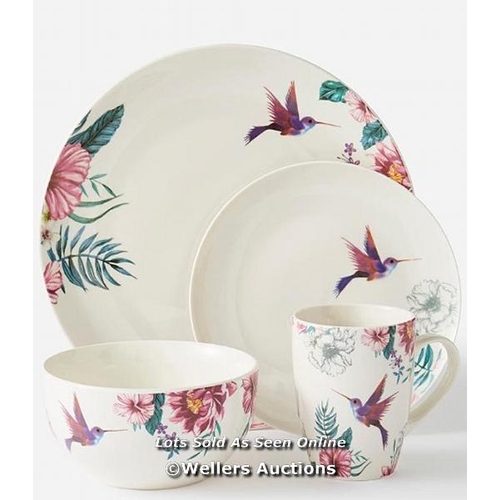 8119 - BIRDS 16 PIECE DINNER SET RRP �35 / DINNER PLATE: 27CM. SIDE PLATE: 18.5CM. BOWL: 14CM. / G81