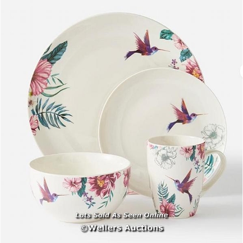 8125 - BIRDS 16 PIECE DINNER SET RRP �35 / DINNER PLATE: 27CM. SIDE PLATE: 18.5CM. BOWL: 14CM. / CW