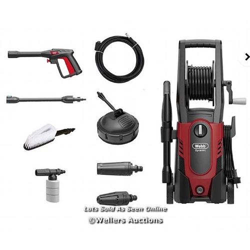 8143 - WEBB DYNAMIC 1500W PRESSURE WASHER & ACCESSORIES KIT RRP �59.99 / PRODUCT WEIGHT: 6.96 KG. PRODUCT D... 