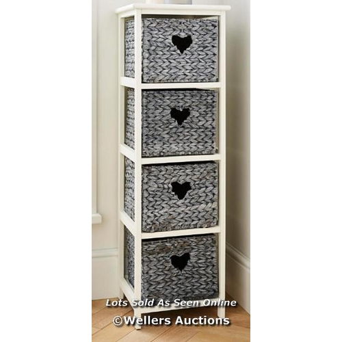 8161 - HYACINTH HEARTS 4 DRAWER TALL UNIT RRP �59 / H.100 X W.32 X D.32CM. / CW