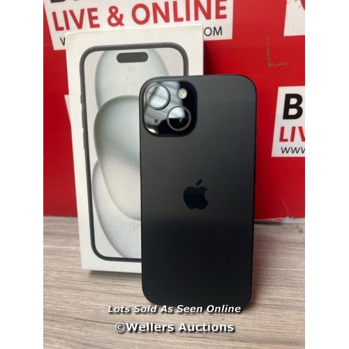 8501 - APPLE IPHONE 15 / 128GB / SIM FREE / BLACK / MTP03ZD/A / POWERS UP / ICLOUD UNLOCKED / APPEARS NEW O... 