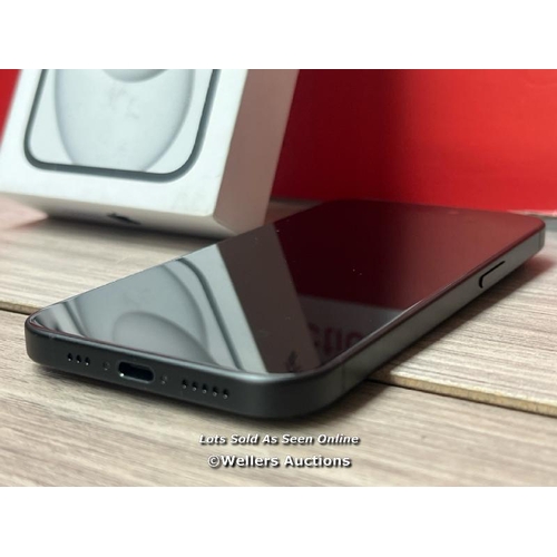 8501 - APPLE IPHONE 15 / 128GB / SIM FREE / BLACK / MTP03ZD/A / POWERS UP / ICLOUD UNLOCKED / APPEARS NEW O... 