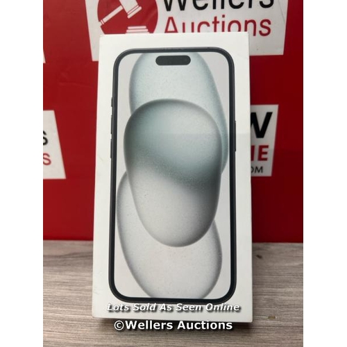 8508 - APPLE IPHONE 15 / 128GB / SIM FREE / BLACK / MTP03ZD/A / NEW & SEALED / SEE IMAGES FOR SERIAL NUMBER... 