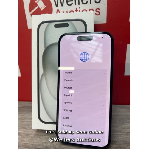 8509 - APPLE IPHONE 15 / 128GB / SIM FREE / BLACK / MTP03ZD/A / POWERS UP / ICLOUD UNLOCKED / APPEARS NEW O... 