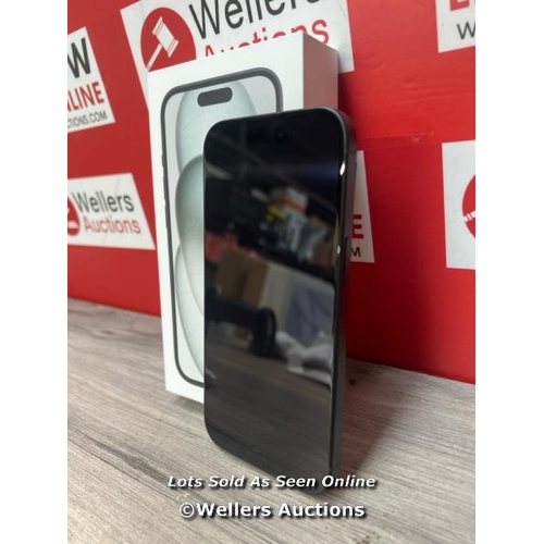 8509 - APPLE IPHONE 15 / 128GB / SIM FREE / BLACK / MTP03ZD/A / POWERS UP / ICLOUD UNLOCKED / APPEARS NEW O... 