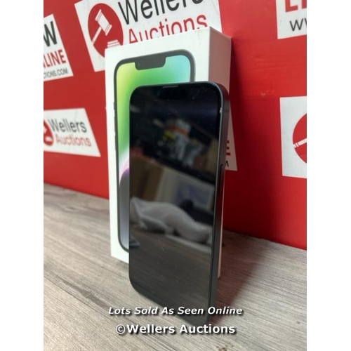 8514 - APPLE IPHONE 14 / 128GB / MPUF3ZD/A / MIDNIGHT / POWERS UP / ICLOUD UNLOCKED / APPEARS NEW OPEN BOX ... 