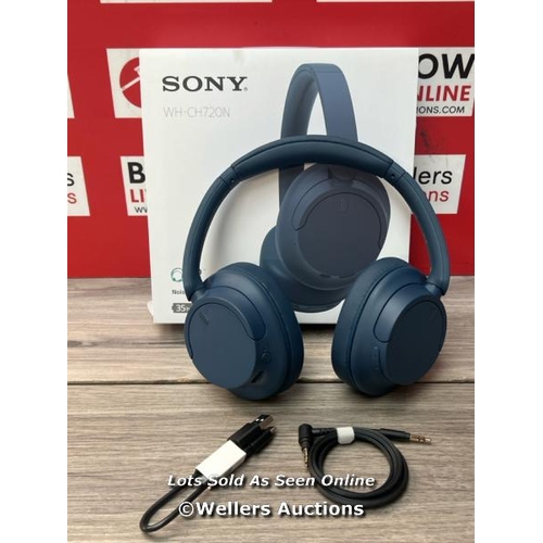 8534 - SONY WHCH720NB NOISE CANCELLING OVEREAR HEADPHONES / POWERS UP & CONNECTS VIA BLUETOOTH WITH SOUND /... 