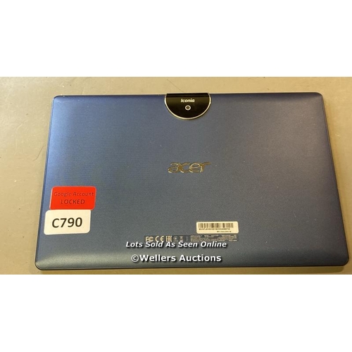 9783 - ACER ICONIA TAB 10 A3-A30 32GB WIFI BLUETOOTH BLUE GOOGLE ACCOUNT LOCKED SCREEN DAMAGED MODEL A7001