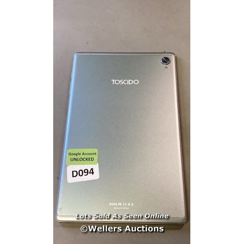 9800 - TOSCIDO TABLET 10.4 ANDROID 12 GOOGLE ACCOUNT UNLOCKED