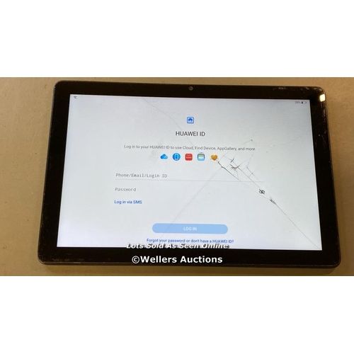 9807 - HUAWEI TABLET MODEL AGR-W09 GOOGLE ACCOUNT UNLOCKED SCREEN DAMAGED