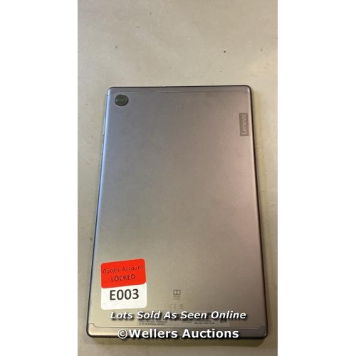 9864 - LENOVO TABLET MODEL TB 306X GOOGLE ACCOUNT LOCKED