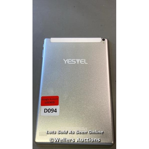 9870 - YESTEL TABLET MODEL X2 GOOGLE ACCOUNT LOCKED