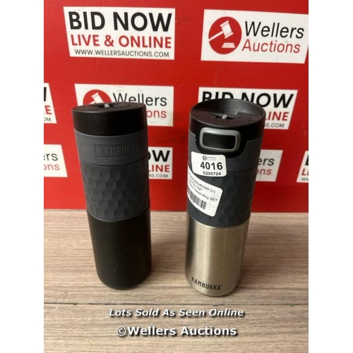 4016 - KAMBUKKA 500ML TRAVEL MUG SET / NEW WITHOUT BOX/ ONE LID BROKEN  / F34