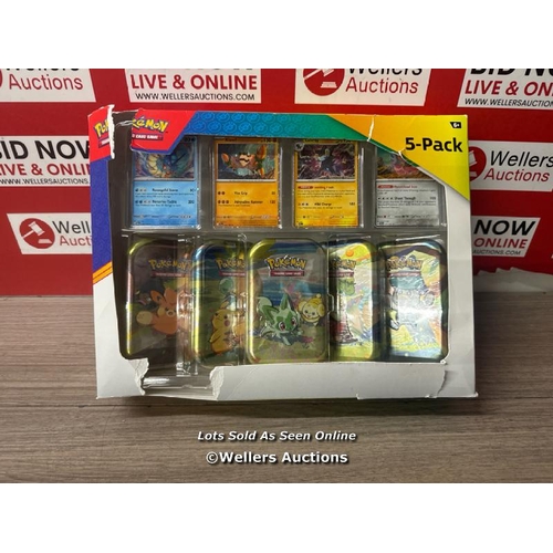 4034 - POKEMON 5 PACK MINI TINS & 4 PROMO CARDS / APPEARS NEW OPEN BOX / F36