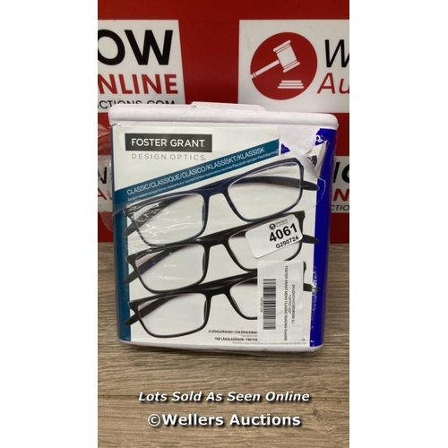 4061 - FOSTER GRANT MENS CLASSIC READING GLASSES +2.50 / NEW OPEN BOX / E61