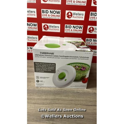 4062 - FARBERWARE PUMP ACTIVATED SALAD SPINNER / NEW OPEN PACKAGING / E61