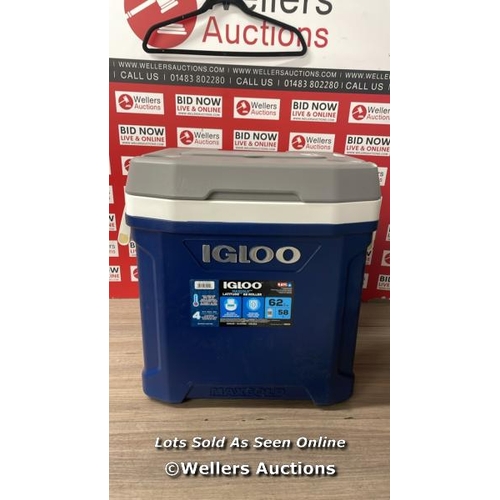 4068 - IGLOO MAX COLD 58 LITRE ROLLER COOL BOX / SIGNS OF USE / DAMAGED HANDLE / SEE IMAGES / E60